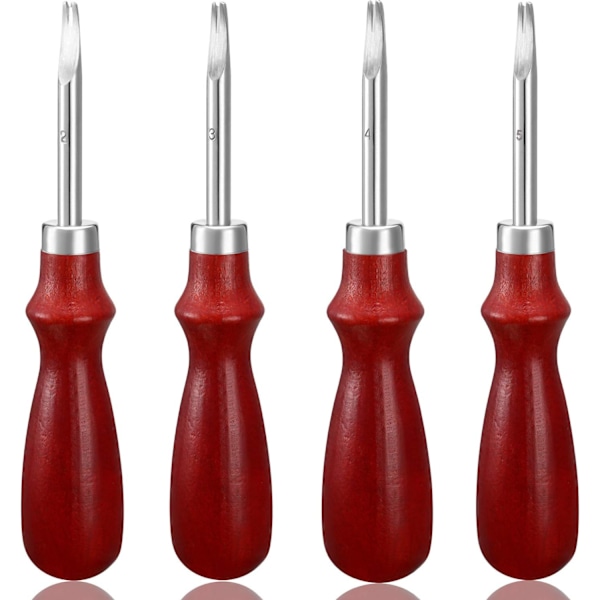 4 kappaletta reunaviistettävää nahkatyökalua, reunaviistetyökalu, nahan ohennustyökalu tee-se-itse-projekteihin (1,5 mm, 1,2 mm, 1,0 mm, 0,8 mm)