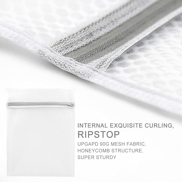 2 stk. Slitesterke vaskeposer med honeycomb-nett for finvask, 60 x 60 cm
