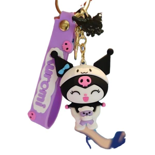 Kuromi nøkkelring, 3D søt anime nøkkelring, anime nøkkelring