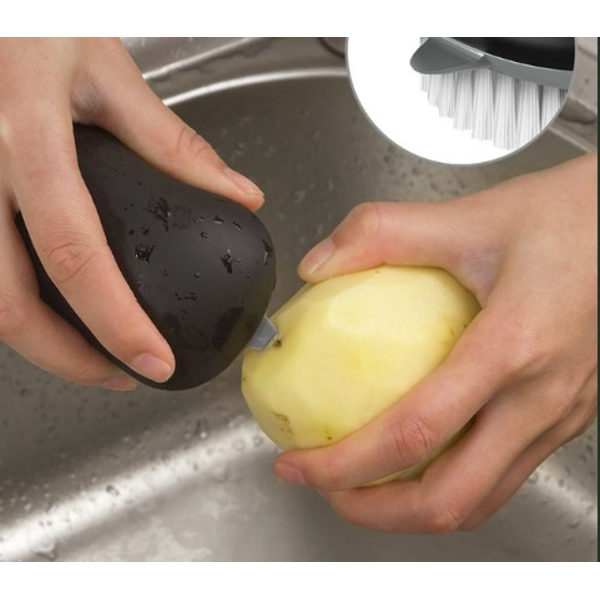 Grönsaksborste fruktborste, set om 2, svart