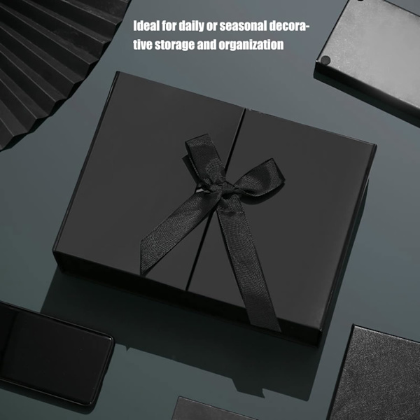 Presentförpackning med dubbla dörrar och rosettdesign, enkel att montera, dekorativ och praktisk för förvaring (svart)
