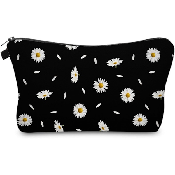 Kosmetikväska för Kvinnor, Tålig Polyester Sminkväska Organizer Resa Vattentät Rymlig Tillbehör Daisy Handväska Presenter