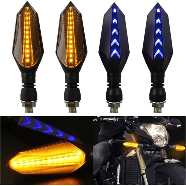 4 stk. motorcykelblinklys, LED-flydende blinklys, blinklys