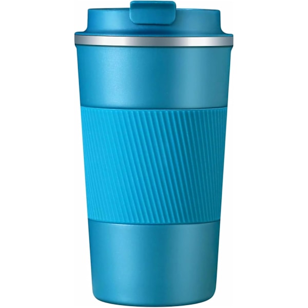 Isolerad Mugg Kaffe Te Kopp för Resan Dubbelväggig Rostfri Stål Resemugg Varm Kall (Blå, 510ml)
