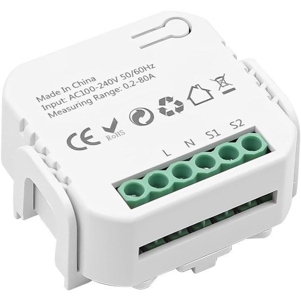 Smart Energimåler, WiFi Strømforbruksmåler, 80A, Kompatibel med Tuya Smart Life