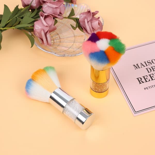 Makeupbørste 2 Stykker Blød Neglekunst Støvfjerner Pudderbørste Renser