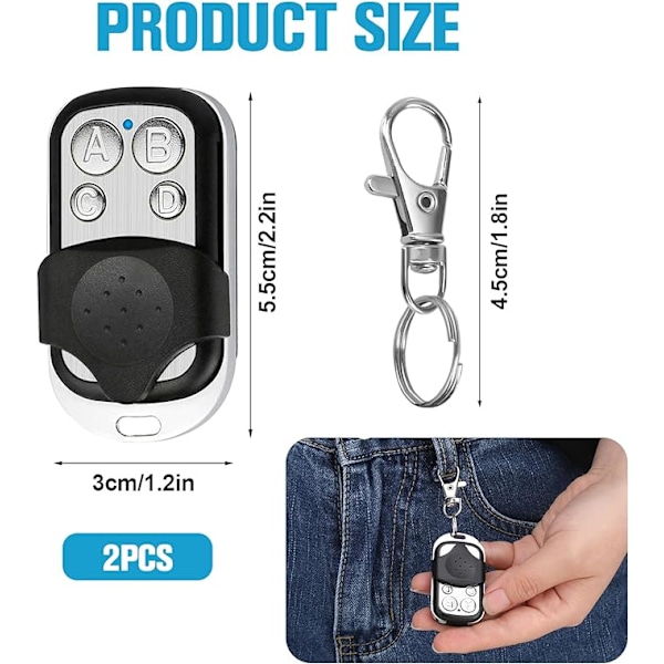 2-pack universell dörrfjärrkontroll, universell dörrsummer för garageport