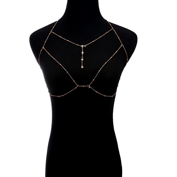 Crystal Rhinestone Bead Body Chain Sele Body Smycken Bikini BH Inf