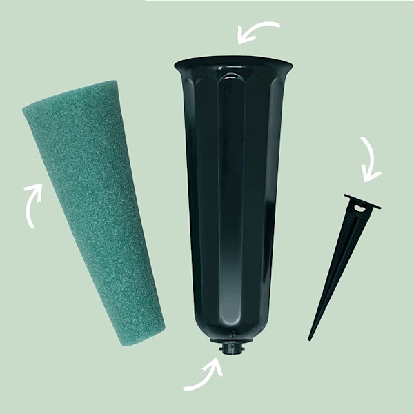 2 pakke kirkegårdsvaser med pigger, plastvaser for blomster, gravdekorasjon