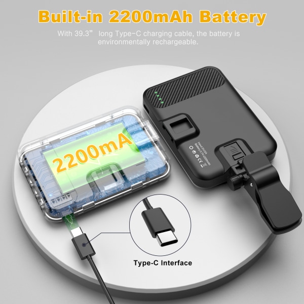 Selfie-lys, 60 LED 2200mAh oppladbar mobiltelefonfylllys 3 moduser