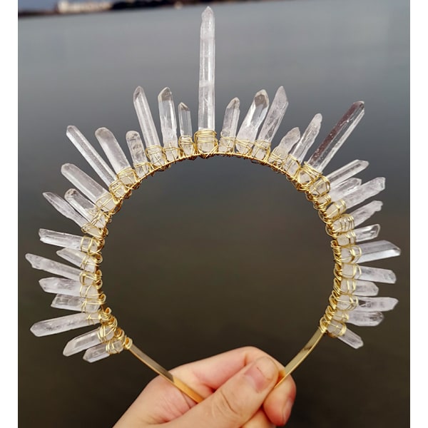 Krystall Hodebånd Rå Krystall Krone Tiara Rhinestone Hårbånd Bryllup