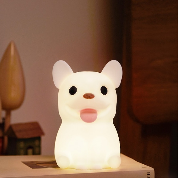 Bulldog night light, cute puppy silicone touch light, yellow light