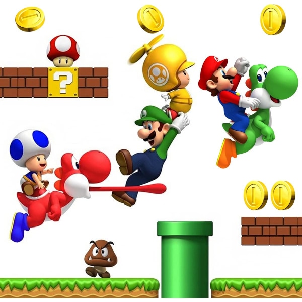 Mario veggdekor | Peel & Stick Mario veggdekor for barnerom