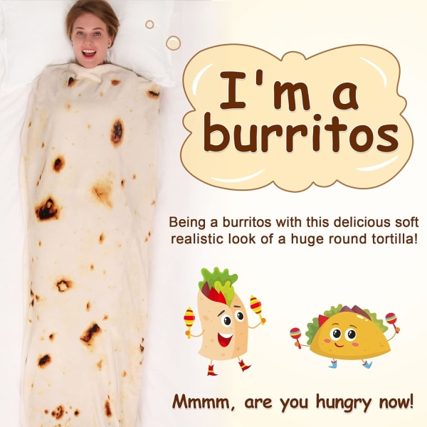 Burritos Tortilla Slängfilt Sidad 150 cm för vuxna och barn, Giant F
