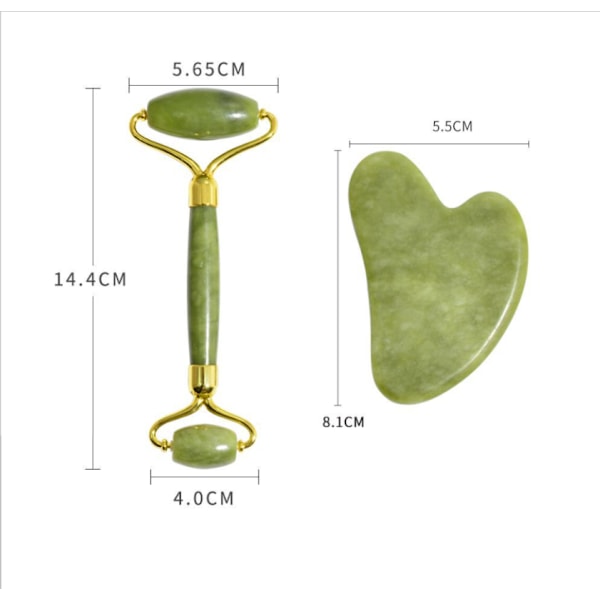 Gua Sha-massageset, avancerad ansiktsrulle, grön