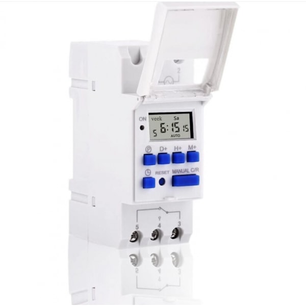 Programmerbar digital timer, LCD-display ugentlig tidsafbryder med programmerbar timer på DIN-skinne (220V)