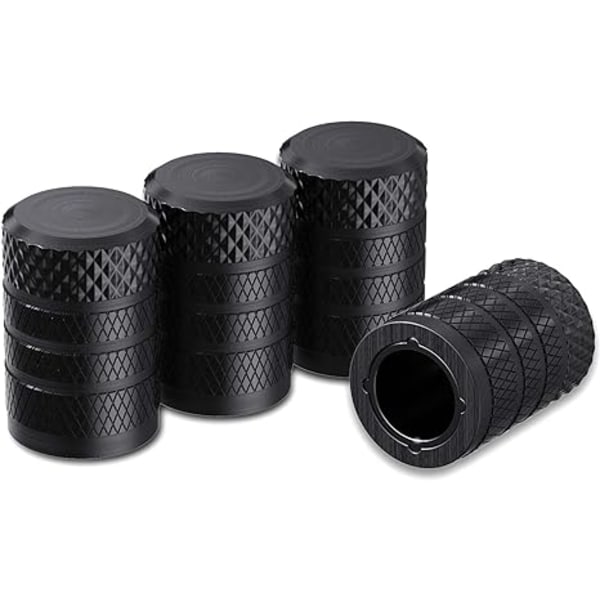 Däckventilhattar, Svart, 4 st/förpackning, Anodiserad aluminium däckventilhattsats