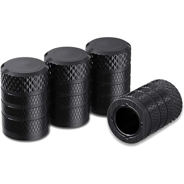 Tire Valve Caps, Black, 4 Pieces/Pack, Anodized Aluminum Tire Valve Cap Set