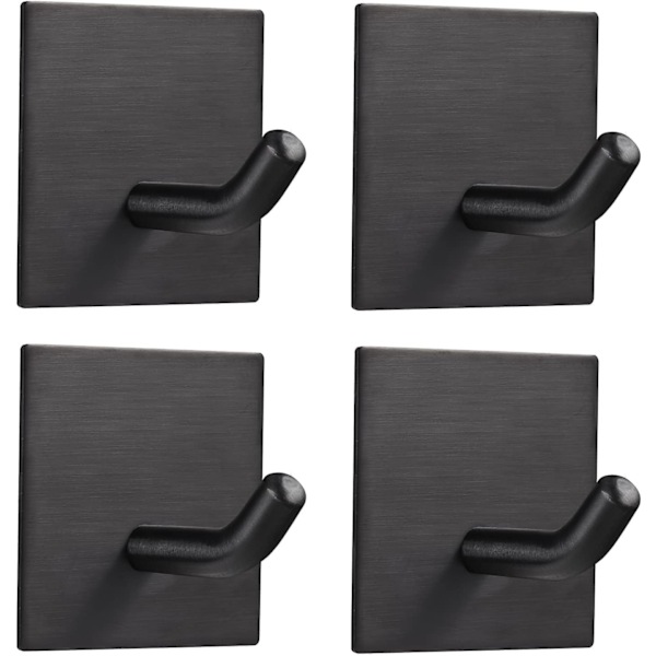 Kraftiga självhäftande krokar, rostfria stålkrokar för kök, badrum, hem, dörr, handduk, kappa, nycklar, badrock, 4-pack