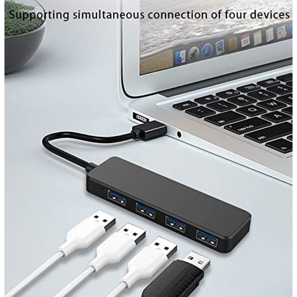 4-portars USB-hubb för bärbar dator/PC/Macbook, ultraslim bärbar USB-hubb (USB 3.0)