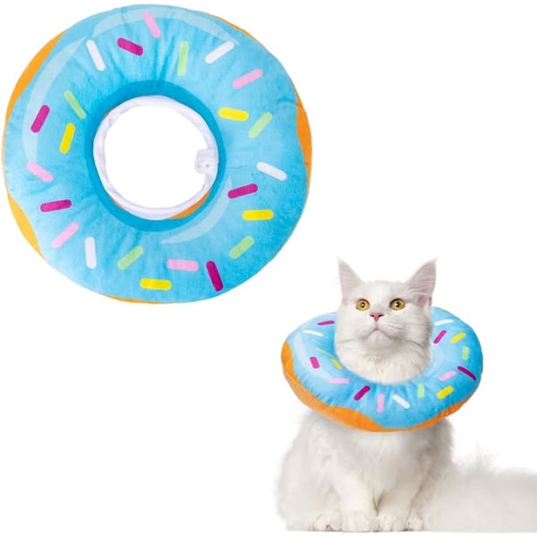 Kattekeglehalsbånd Blødt, blåt justerbart sødt donut-kæledyr-gendannelseshalsbånd f