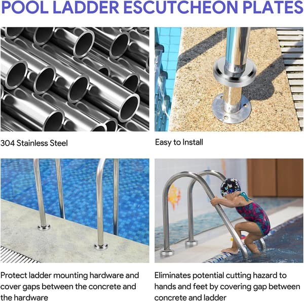 4-pack pool stege täcker - rostfritt stål täcker passar 1,9\" ID rör pool ha