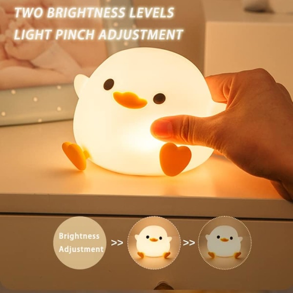 Cute Duck Night Light for Kids Animal Silicone Nursery Rechargeable Ta