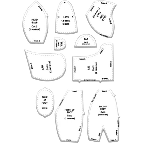 Memory Bear Template Linjal Set(10 PCS), 10 PCS Memory Bear Template R