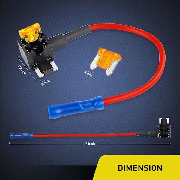 10-delt 12V Automotive Ekstra Kredsløbssikring TAP-adapter med 5 Amp