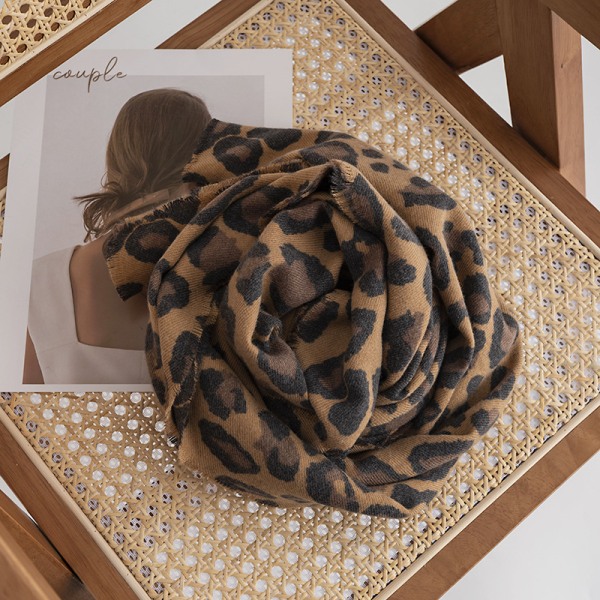 Elegant Leopard Pashmina Tørklæde Vinter Varmt Wrap Sjal til Bryllup Brud