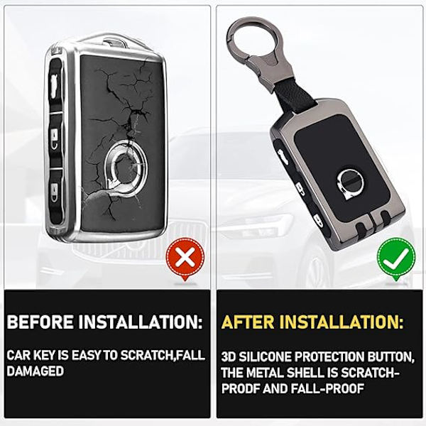 Kompatibel med Volvo Key Case C90 XC60 XC40 S90 V90 S60 V60 2022 Zink Allo