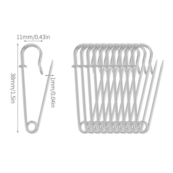 20 stk sikkerhetsnåler store sikkerhetsnåler 10 cm, for tepper, skjørt og håndverk（Sølv）