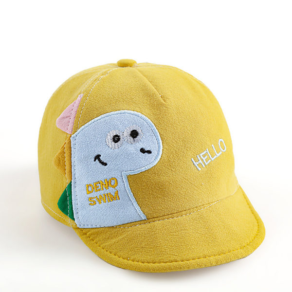 Tegneserie baby baseball cap søt dinosaur brev barn lue Gul lue størrelse