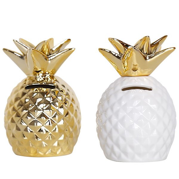 Ananas-aiheinen keramiikkapossu, koriste-esine, kodinsisustus, valokuvausrekvisiitta