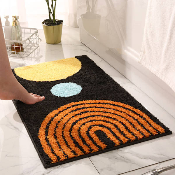 Boho badrumsmattor, 16\"×24\", halkfria badmattor för badrum, beige badrumsmattor, små badrumsmattor tvättbara, mikrofiber vit orange