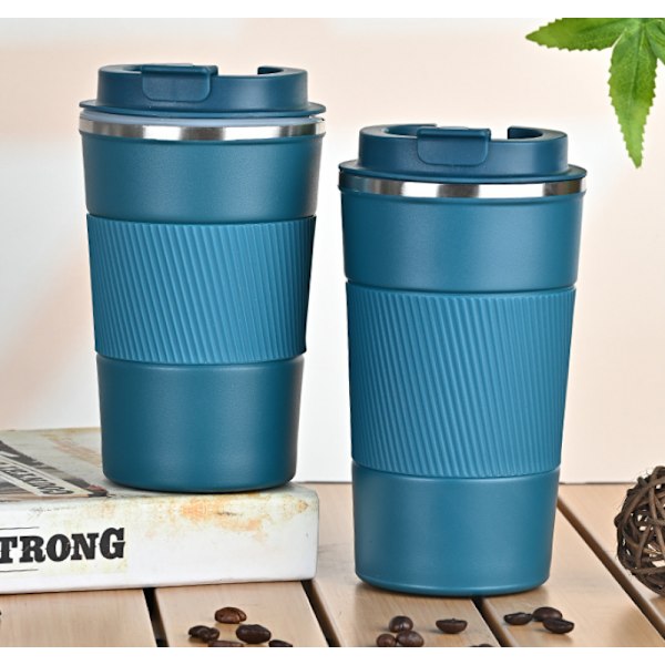 Isolerad Mugg Kaffe Te Kopp för Resan Dubbelväggig Rostfri Stål Resemugg Varm Kall (Blå, 510ml)