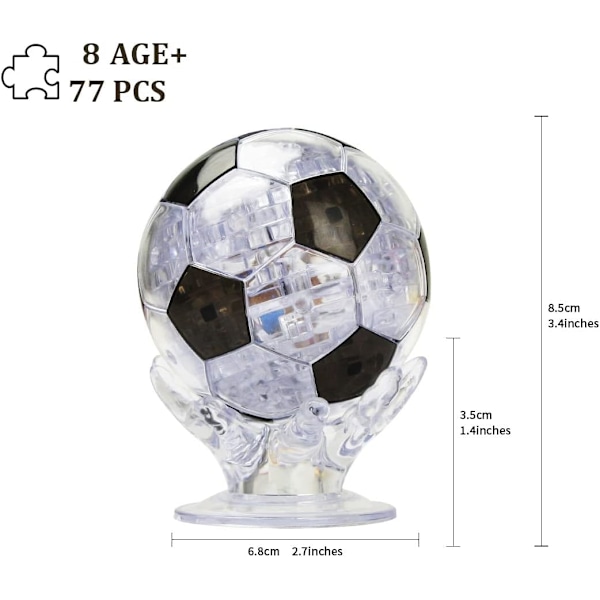 3D-krystallpuslespill for barn, opplyst fotballpuslespill for voksne