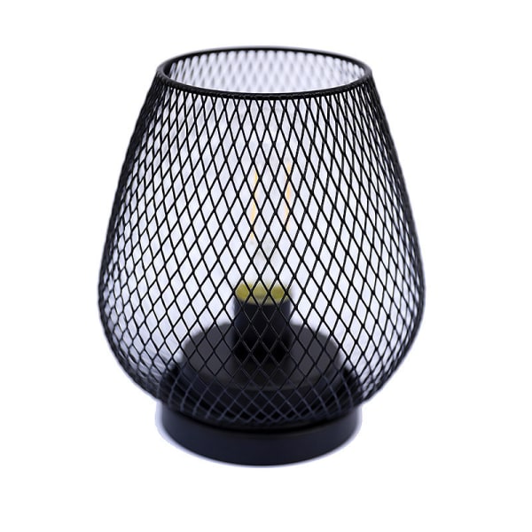 Batteridriven bordslampa utomhus bordslykta, metallbur med timerläge