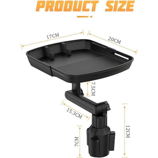 Bilkopholderbakke, multifunktionel bilbakkebord til spisning med mobiltelefon