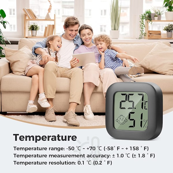 4 stk Mini LCD Termometer Hygrometer Innendørs Digital Temperatur Fuktighet Høy Presisjon Bærbar -50℃~70℃ 10%~99% RH for Stue Lager Baby R