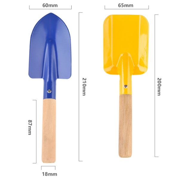 3 små haveværktøjer Spids spade Firkant spade Rive 6*21CM blå 6