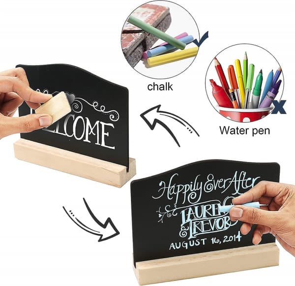 6-pack Mini Chalkboard Signs, Kitchen Notes Chalk Boards Med Stativ 10x7.5c