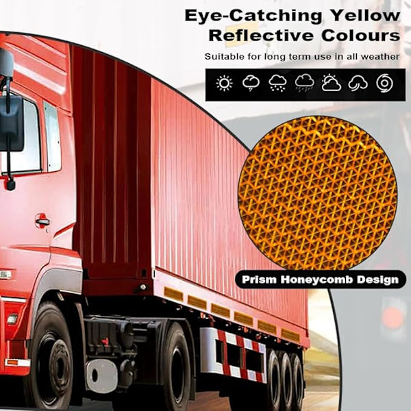 Pakke med 6 orange rektangulære reflekterende ark 15*5cm Trailer Reflektor Sti
