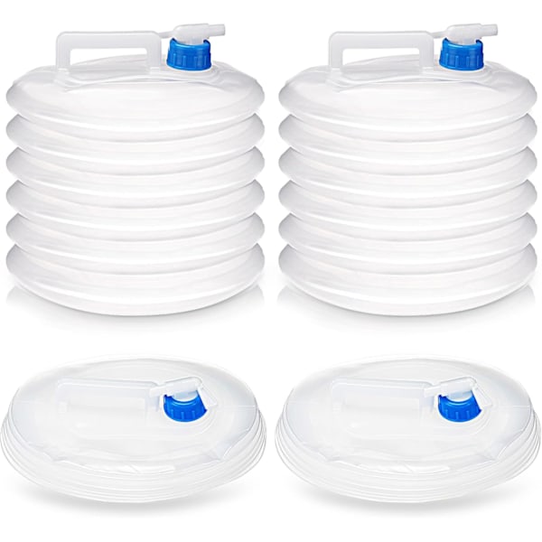 4-pack 10-liters hopfällbar vattenbehållare vattenkanna för utomhusvandring, camping och nödsituationer
