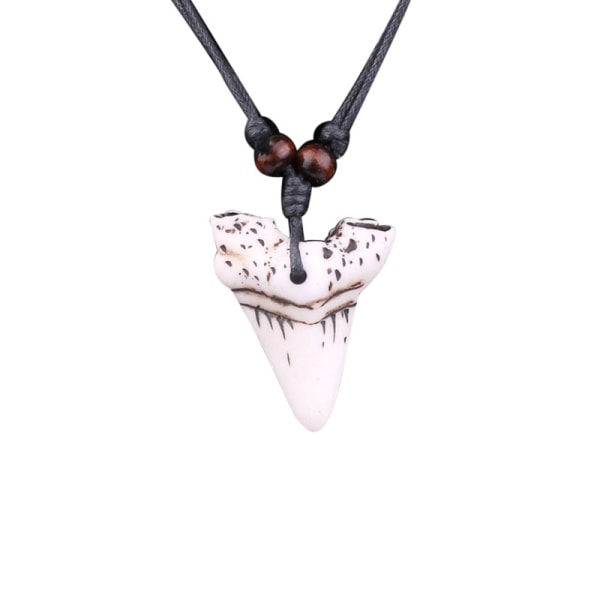 Shark Tooth Bull Shark Necklace Imitation Bone Carved Wooden Beads Sus