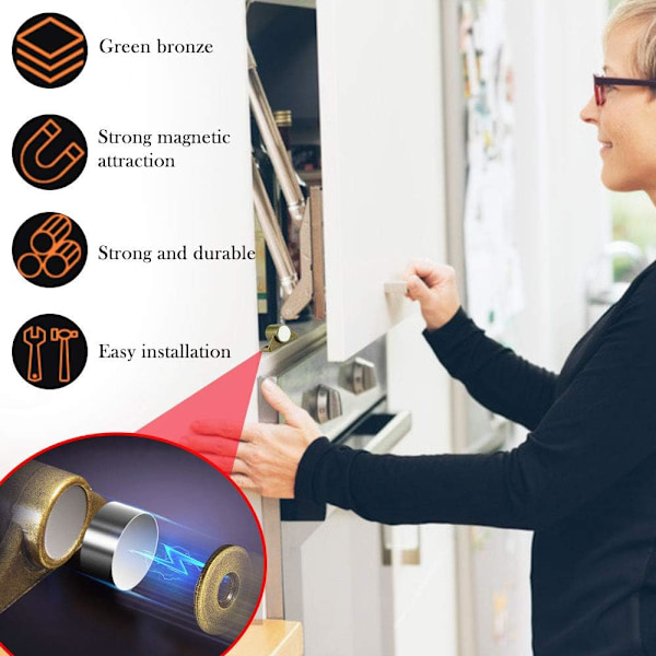 4 KPL Magneetti kaapin oveen Magneettinen oven salpa Magneettinen oven suljin 4 aluslevyllä ja 12 ruuvilla Magneettinen suljin kaappi huonekaluille, vaatekaappi
