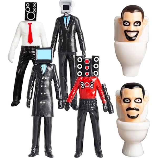 6 stk. Skibidi Toilet Toy Actionfigurer: Tegneseriefigurer Legetøj Velegnet