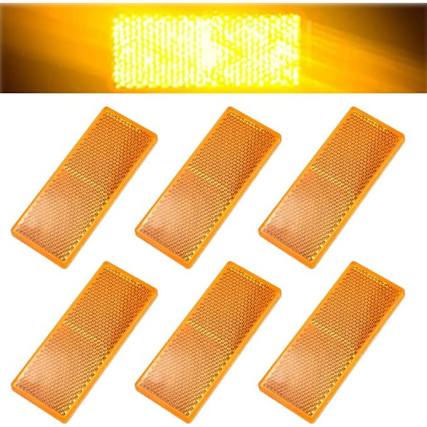 6 kappaletta oransseja suorakulmaisia heijastavia arkkeja 15*5cm perävaunun heijastin