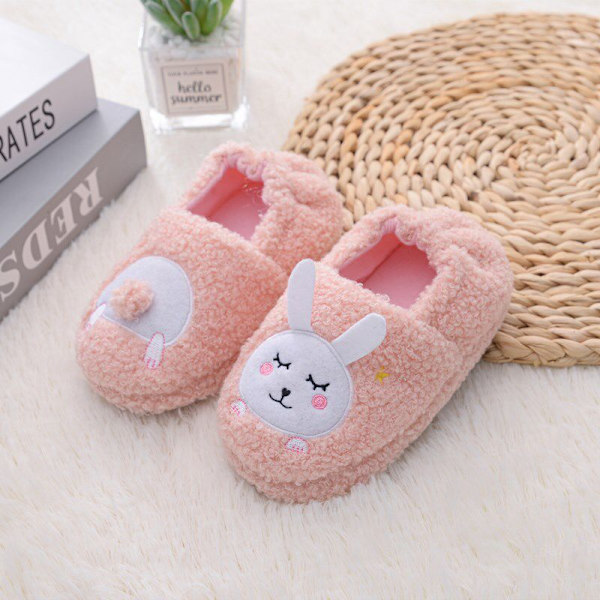 Pojkarna Plysch Hundtofflor US 9-10 M=6.9 tum/17.5 cm，rosa