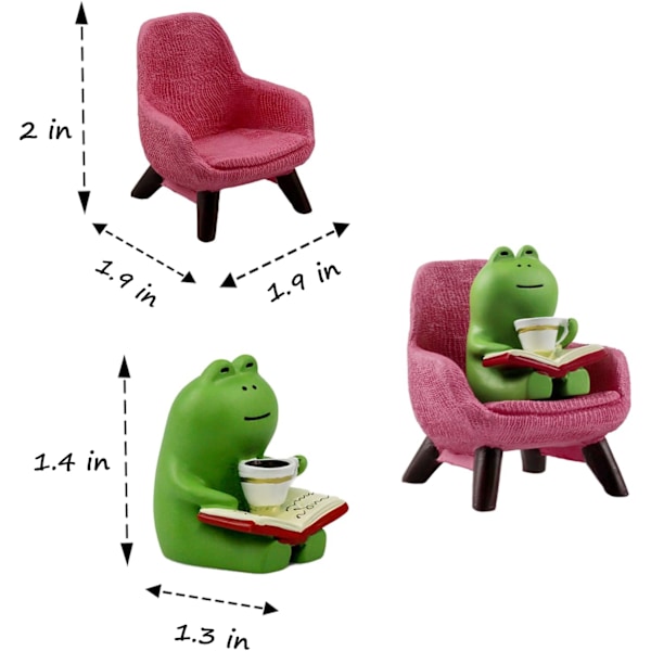 Sjov frøskulptur til hylde, skrivebordsdekoration frø skrivebordstilbehør perfekt sød frøgave til frøelskere (pink sofa)